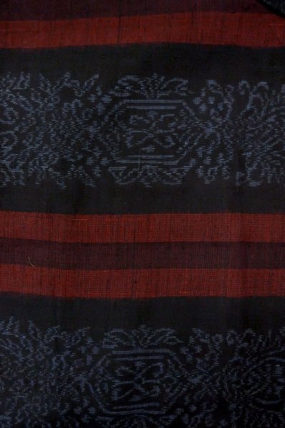 Photo4: P0616J Vintage Japanese kimono Black TSUMUGI pongee for women / Silk. Line (Grade B) (4)