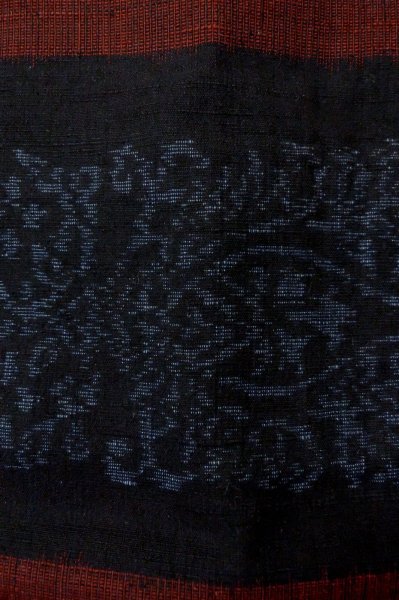 Photo6: P0616J Vintage Japanese kimono Black TSUMUGI pongee for women / Silk. Line (Grade B) (6)