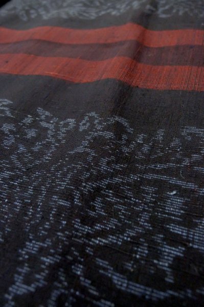 Photo8: P0616J Vintage Japanese kimono Black TSUMUGI pongee for women / Silk. Line (Grade B) (8)