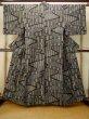 Photo2: P0616K Vintage Japanese kimono Black TOKAMACHI-TSUMUGI for women / Silk. Stream (Grade B) (2)