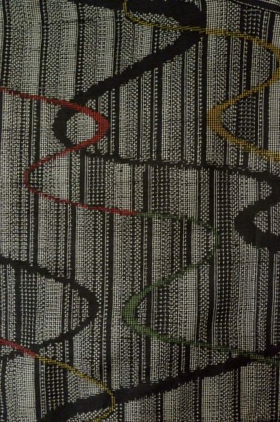 Photo4: P0616K Vintage Japanese kimono Black TOKAMACHI-TSUMUGI for women / Silk. Stream (Grade B) (4)