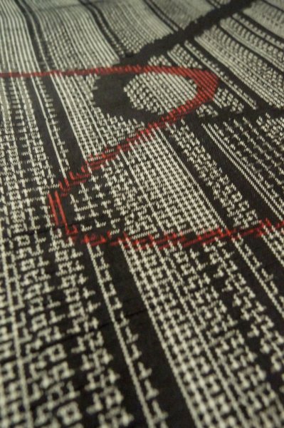 Photo10: P0616K Vintage Japanese kimono Black TOKAMACHI-TSUMUGI for women / Silk. Stream (Grade B) (10)