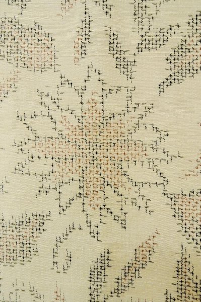 Photo6: Mint P0616L Vintage Japanese kimono Light Beige TOKAMACHI-TSUMUGI for women / Silk. Flower (Grade A) (6)