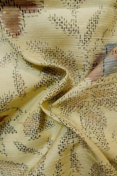Photo12: Mint P0616L Vintage Japanese kimono Light Beige TOKAMACHI-TSUMUGI for women / Silk. Flower (Grade A) (12)