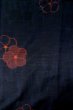 Photo4: P0616M Vintage Japanese kimono Dark Indigo Blue TSUMUGI pongee for women / Silk. UME plum bloom (Grade B) (4)
