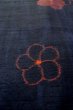 Photo8: P0616M Vintage Japanese kimono Dark Indigo Blue TSUMUGI pongee for women / Silk. UME plum bloom (Grade B) (8)
