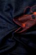 Photo11: P0616M Vintage Japanese kimono Dark Indigo Blue TSUMUGI pongee for women / Silk. UME plum bloom (Grade B) (11)