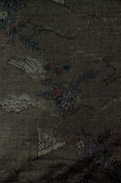Photo4: Mint P0616N Vintage Japanese kimono Dark Gray TOKAMACHI-TSUMUGI for women / Silk. Flower (Grade A) (4)