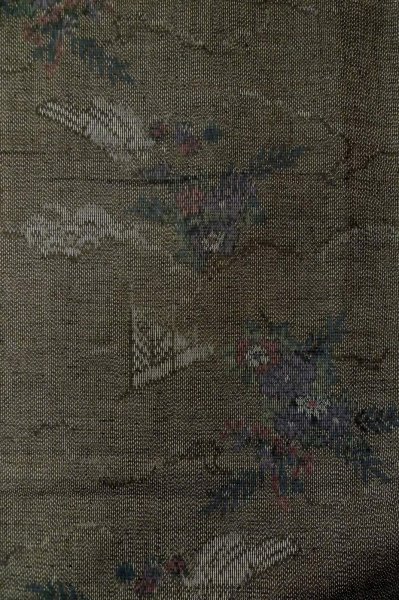 Photo5: Mint P0616N Vintage Japanese kimono Dark Gray TOKAMACHI-TSUMUGI for women / Silk. Flower (Grade A) (5)