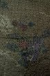 Photo1: Mint P0616N Vintage Japanese kimono Dark Gray TOKAMACHI-TSUMUGI for women / Silk. Flower (Grade A) (1)