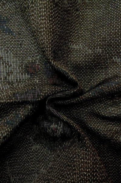 Photo11: Mint P0616N Vintage Japanese kimono Dark Gray TOKAMACHI-TSUMUGI for women / Silk. Flower (Grade A) (11)