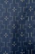 Photo1: P0616O Vintage Japanese kimono Navy Blue TSUMUGI pongee for women / Silk. Geometrical pattern (Grade C) (1)