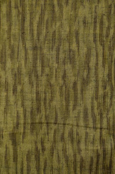 Photo4: P0616P Vintage Japanese kimono Dark Green TSUMUGI pongee for women / Silk. Stripes (Grade B) (4)
