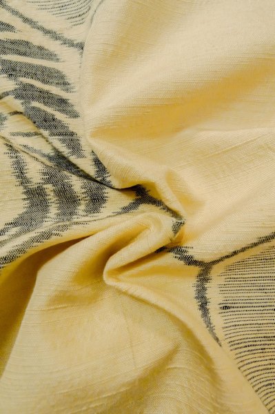 Photo9: P0616Q Vintage Japanese kimono Light Beige TSUMUGI pongee for women / Silk. Phoenix (Grade C) (9)