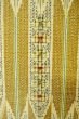 Photo5: P0616R Vintage Japanese kimono Dark Golden Yellow TSUMUGI pongee for women / Silk. Geometrical pattern (Grade B) (5)