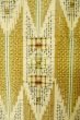 Photo6: P0616R Vintage Japanese kimono Dark Golden Yellow TSUMUGI pongee for women / Silk. Geometrical pattern (Grade B) (6)