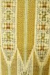 Photo7: P0616R Vintage Japanese kimono Dark Golden Yellow TSUMUGI pongee for women / Silk. Geometrical pattern (Grade B) (7)