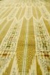 Photo8: P0616R Vintage Japanese kimono Dark Golden Yellow TSUMUGI pongee for women / Silk. Geometrical pattern (Grade B) (8)