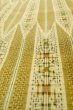 Photo9: P0616R Vintage Japanese kimono Dark Golden Yellow TSUMUGI pongee for women / Silk. Geometrical pattern (Grade B) (9)
