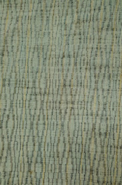 Photo3: P0616T Vintage Japanese kimono Pale Teal TSUMUGI pongee for women / Silk. Curved lines (Grade C) (3)