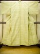 Photo1: P0616U Vintage Japanese kimono Yellowish Green TSUMUGI pongee for women / Silk. Abstract pattern (Grade C) (1)