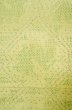 Photo5: P0616U Vintage Japanese kimono Yellowish Green TSUMUGI pongee for women / Silk. Abstract pattern (Grade C) (5)
