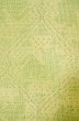 Photo6: P0616U Vintage Japanese kimono Yellowish Green TSUMUGI pongee for women / Silk. Abstract pattern (Grade C) (6)