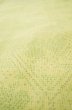 Photo9: P0616U Vintage Japanese kimono Yellowish Green TSUMUGI pongee for women / Silk. Abstract pattern (Grade C) (9)