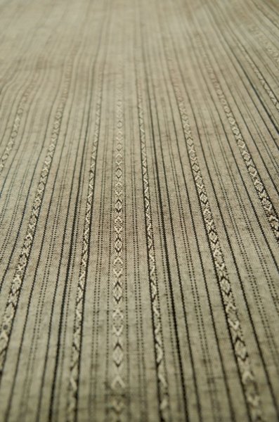 Photo8: P0616V Vintage Japanese kimono Brownish Gray TSUMUGI pongee for women / Silk. Stripes (Grade A+) (8)
