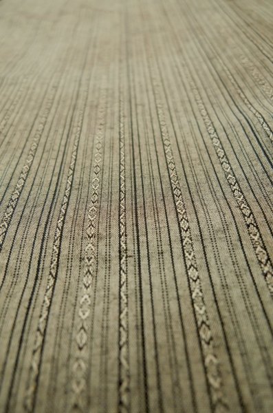 Photo10: P0616V Vintage Japanese kimono Brownish Gray TSUMUGI pongee for women / Silk. Stripes (Grade A+) (10)