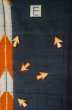 Photo16: P0616W Vintage Japanese kimono Indigo Blue TSUMUGI pongee for women / Silk., Arrow feathers pattern (Grade C) (16)