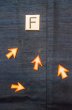 Photo17: P0616W Vintage Japanese kimono Indigo Blue TSUMUGI pongee for women / Silk., Arrow feathers pattern (Grade C) (17)