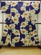 Photo1: Mint P0616X Vintage Japanese kimono Indigo Blue Pour Dyed Yukata for women / Cotton. Flower, Sun flower pattern (Grade A) (1)