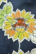 Photo7: Mint P0616X Vintage Japanese kimono Indigo Blue Pour Dyed Yukata for women / Cotton. Flower, Sun flower pattern (Grade A) (7)