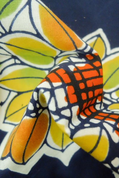 Photo11: Mint P0616X Vintage Japanese kimono Indigo Blue Pour Dyed Yukata for women / Cotton. Flower, Sun flower pattern (Grade A) (11)