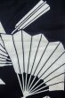 Photo5: P0616Y Vintage Japanese kimono Indigo Blue YUKATA summer(made in Japan) for women / Cotton. Folding fan (Grade C) (5)