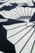 Photo8: P0616Y Vintage Japanese kimono Indigo Blue YUKATA summer(made in Japan) for women / Cotton. Folding fan (Grade C) (8)