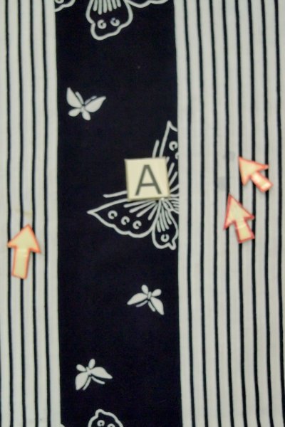 Photo13: P0616Z Vintage Japanese kimono Indigo Blue YUKATA summer(made in Japan) for women / Cotton. Butterfly (Grade B) (13)