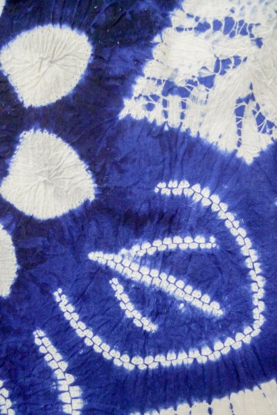 Photo6: P0617A Vintage Japanese kimono Indigo Blue YUKATA summer(made in Japan) for women / Cotton. Flower, Sunflower pattern (Grade C) (6)