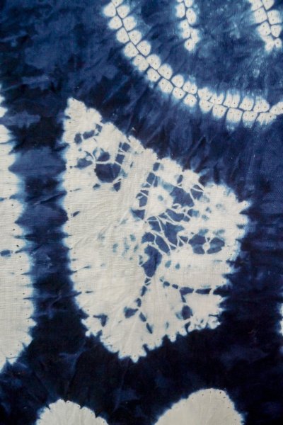 Photo7: P0617A Vintage Japanese kimono Indigo Blue YUKATA summer(made in Japan) for women / Cotton. Flower, Sunflower pattern (Grade C) (7)