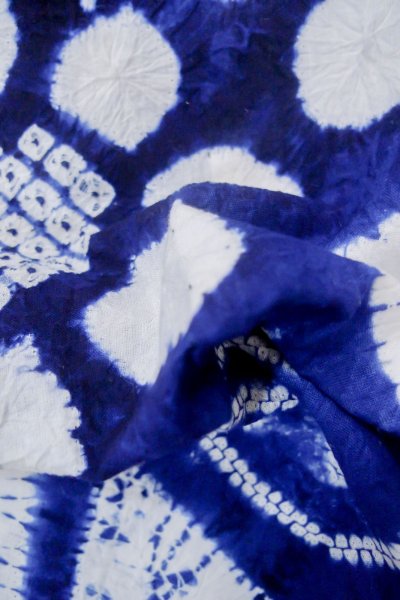 Photo10: P0617A Vintage Japanese kimono Indigo Blue YUKATA summer(made in Japan) for women / Cotton. Flower, Sunflower pattern (Grade C) (10)