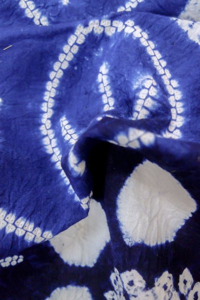 Photo11: P0617A Vintage Japanese kimono Indigo Blue YUKATA summer(made in Japan) for women / Cotton. Flower, Sunflower pattern (Grade C) (11)