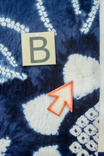 Photo14: P0617A Vintage Japanese kimono Indigo Blue YUKATA summer(made in Japan) for women / Cotton. Flower, Sunflower pattern (Grade C) (14)
