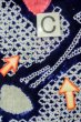 Photo13: P0617B Vintage Japanese kimono Indigo Blue YUKATA summer(made in Japan) for women / Cotton. Flower (Grade C) (13)