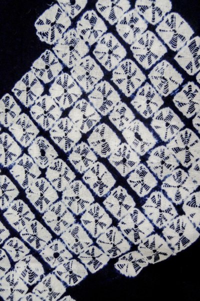 Photo6: P0617C Vintage Japanese kimono Indigo Blue YUKATA summer(made in Japan) for women / Cotton. Flower (Grade C) (6)