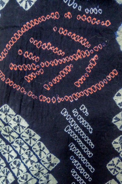 Photo7: P0617C Vintage Japanese kimono Indigo Blue YUKATA summer(made in Japan) for women / Cotton. Flower (Grade C) (7)