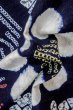 Photo11: P0617C Vintage Japanese kimono Indigo Blue YUKATA summer(made in Japan) for women / Cotton. Flower (Grade C) (11)