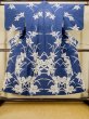 Photo1: Mint P0617D Vintage Japanese kimono Indigo Blue YUKATA summer(made in Japan) for women / Cotton. Flower (Grade A) (1)