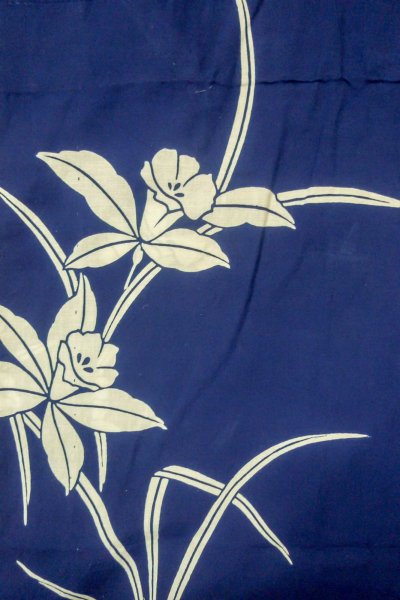 Photo4: Mint P0617D Vintage Japanese kimono Indigo Blue YUKATA summer(made in Japan) for women / Cotton. Flower (Grade A) (4)