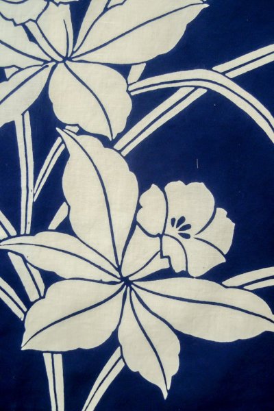 Photo7: Mint P0617D Vintage Japanese kimono Indigo Blue YUKATA summer(made in Japan) for women / Cotton. Flower (Grade A) (7)